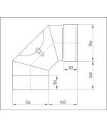 Koleno ø150/90° pevné s revíznym otvorom, nerez