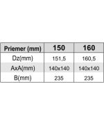 Přechod s redukcí čtverec ø150 mm nerez